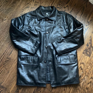 Men's EA Collection Black Leather Jacket Size L